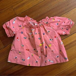 3-6 mo Hanna Andersson pink bird printed top